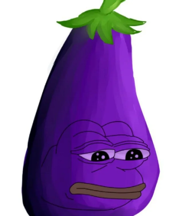 An eggplant with a frog's face